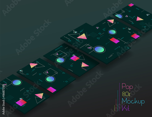 Abstract geometric UI screens 3d mockups