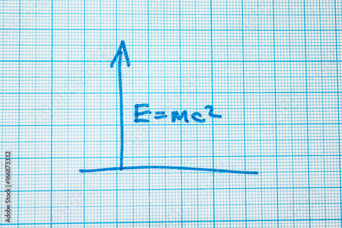 The formula is E = mc2 in the notebook per cell. Up arrow.