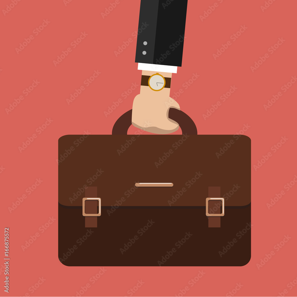 Bussiness, hand holding briefcase. Vector Bussiness, hand holding briefcase. Vector
