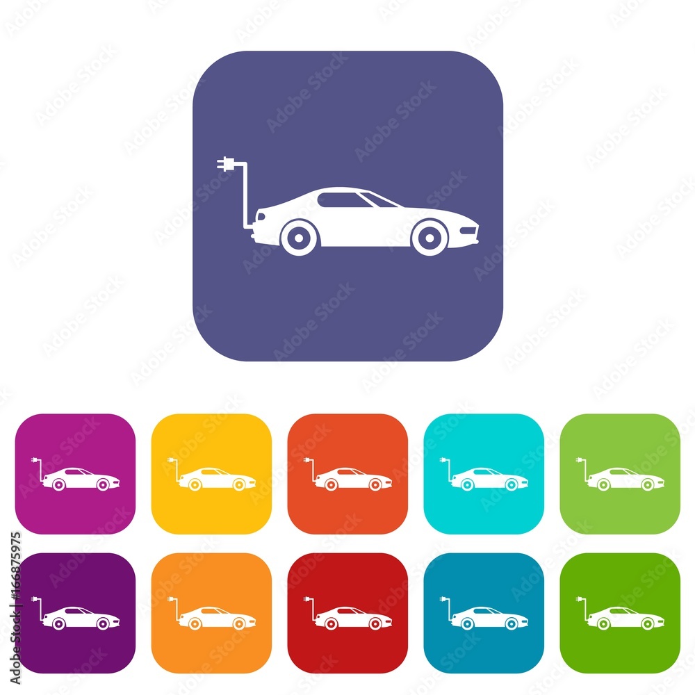 Electric car icons set