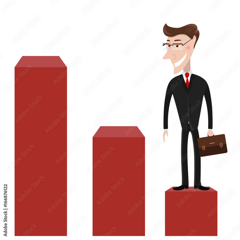 Career ladder. Businessman with bag. The concept of business success, and the idea of a startup. Vector illustration Career ladder. Businessman with bag. The concept of business success, and the idea of a startup. Vector illustration
