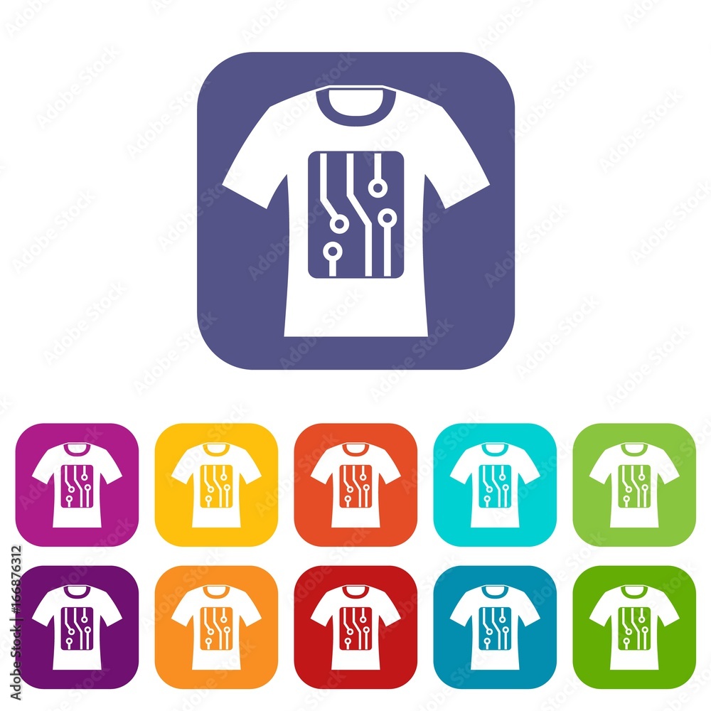 Electronic t-shirt icons set Electronic t-shirt icons set
