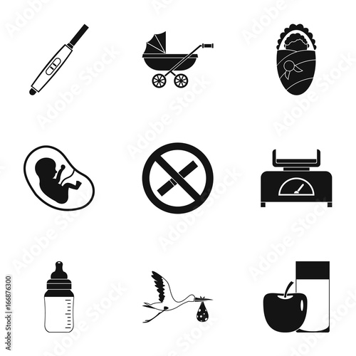 Baby ambulance icons set, simple style