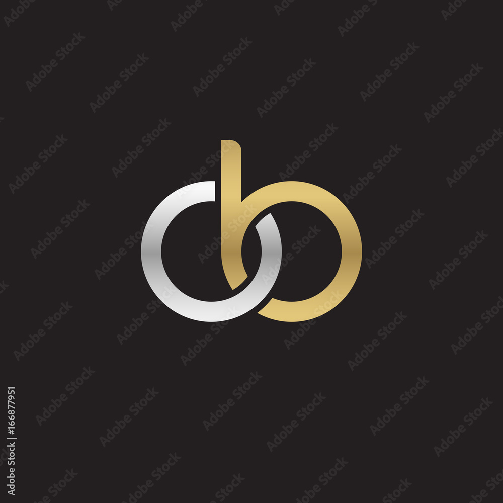 Initial lowercase letter ob, linked overlapping circle chain shape logo, silver gold colors on black background
Initial lowercase letter ob, linked overlapping circle chain shape logo, silver gold colors on black background