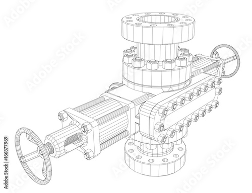 Blowout preventer. Wire frame style