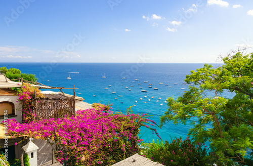 beautiful view on mediterranean sea from Amalfi coast, Campania, Italy