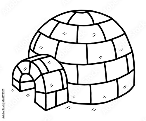 ice house / cartoon vector and illustration, black and white, hand drawn, sketch style, isolated on white background.