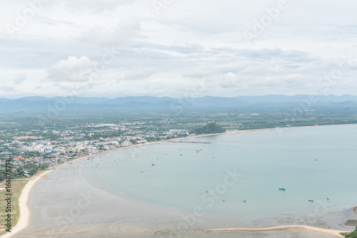 Scenery of beach and island from Khao Lom Muak viewpoint, Prachuap khiri khan, Thailand. © chanwitohm