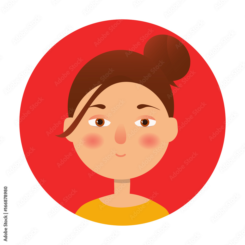 Girl icon. Woman avatar, face icon. Cartoon style. Vector