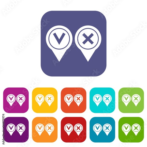 Tick affirmative and negative icons set