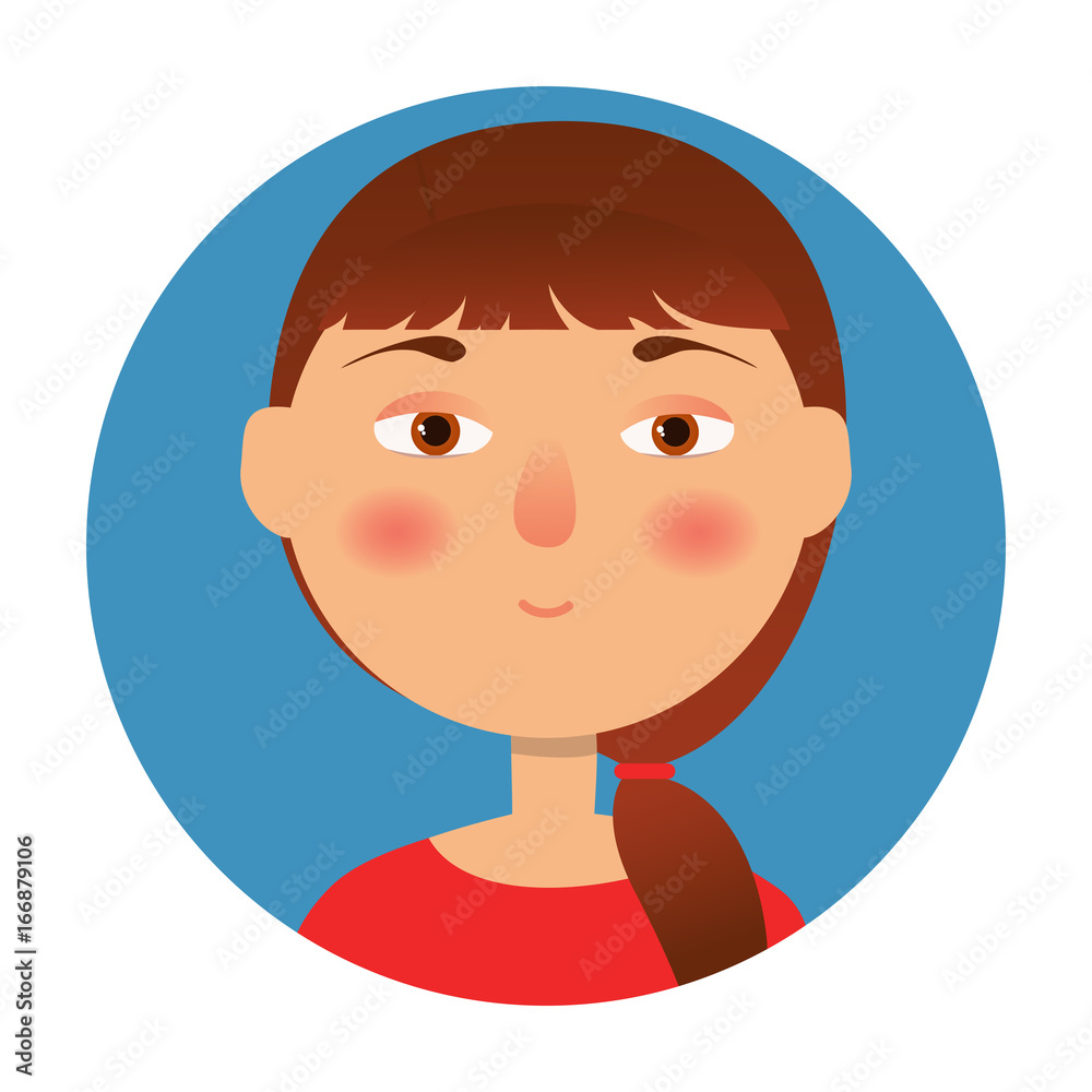 Girl icon. Woman avatar, face icon. Cartoon style. Vector