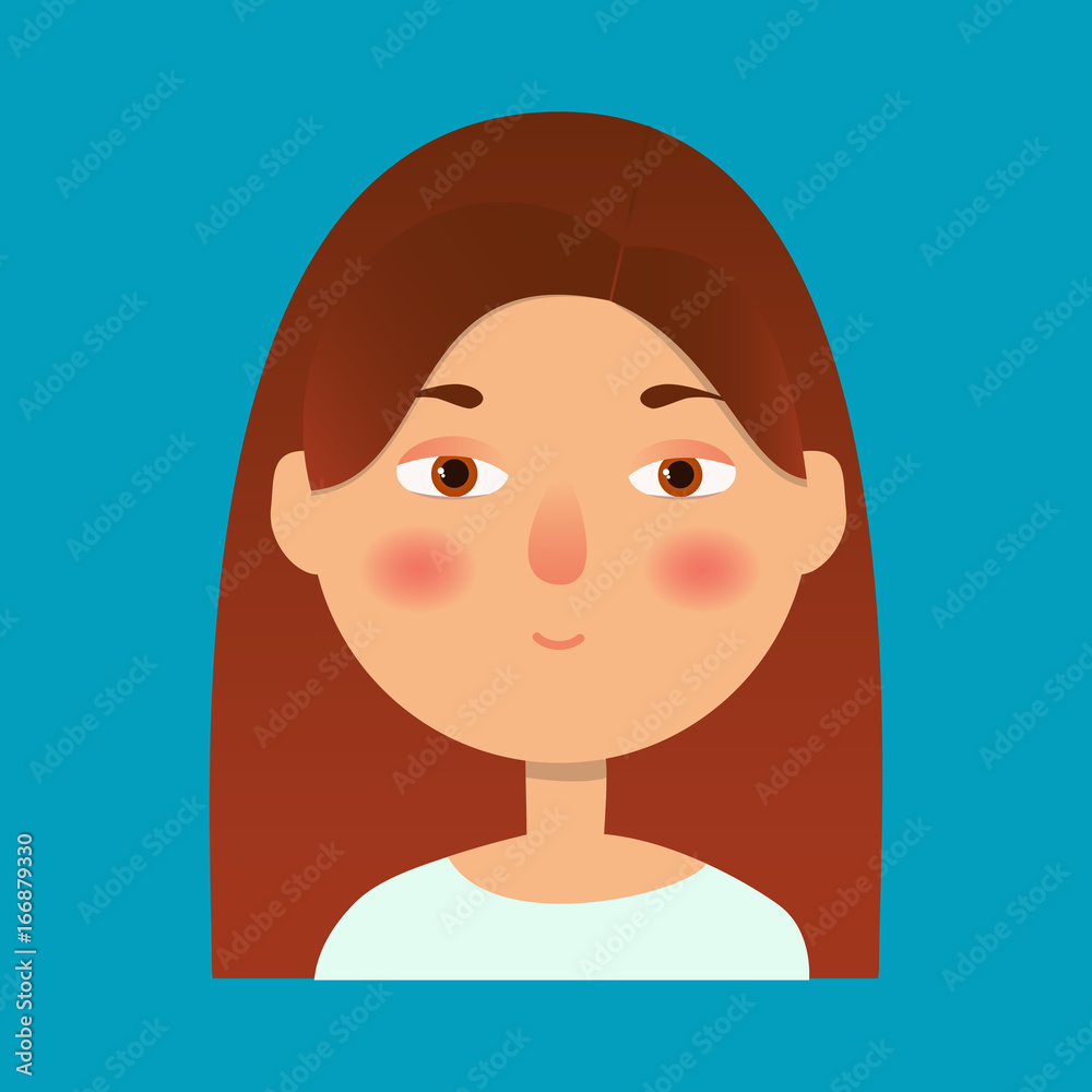 Girl icon. Woman avatar, face icon. Cartoon style. Vector
