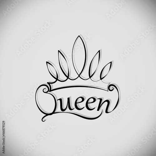 Queen and the crown. Emblem, logo, badge. drawing. The element of graphic design, printing on t-shirts. Vector images for printing on fabric or paper.