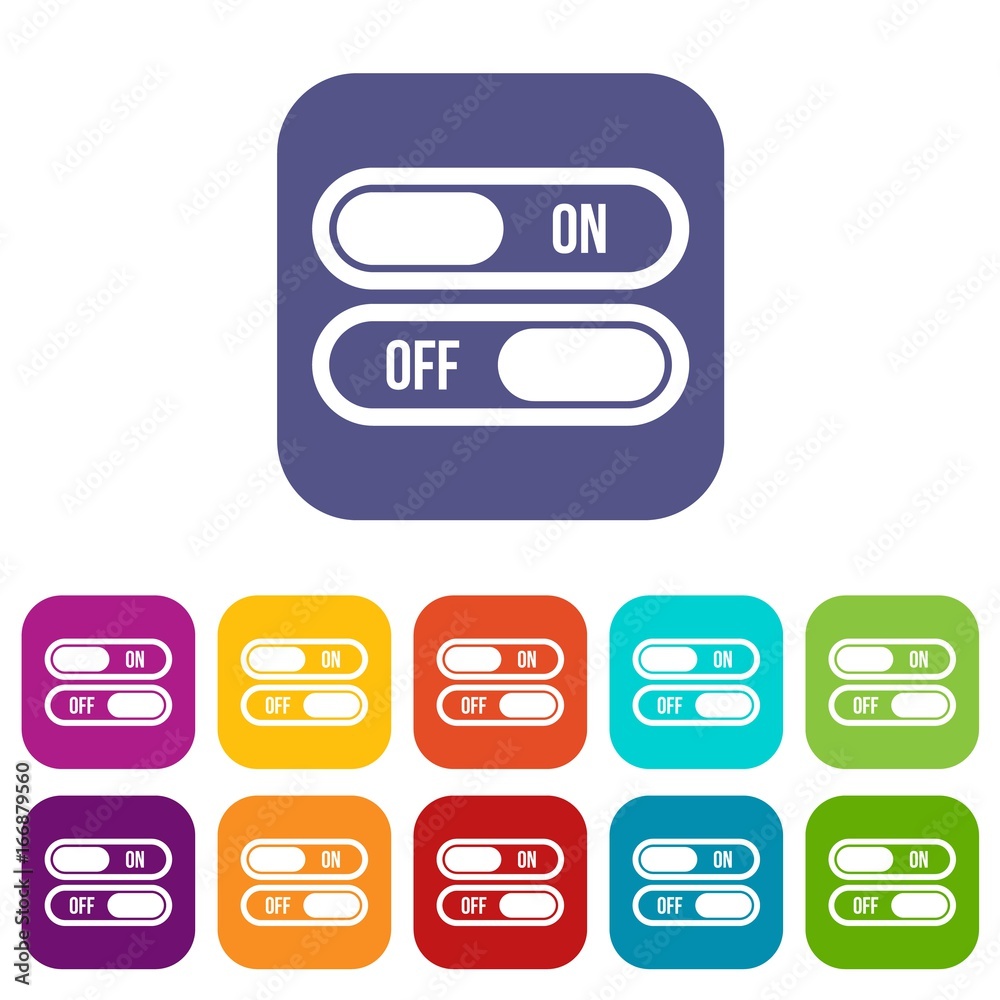 Button on and off icons set Button on and off icons set