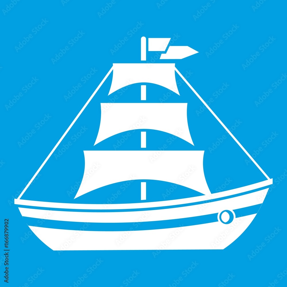 Boat with sails icon white Boat with sails icon white