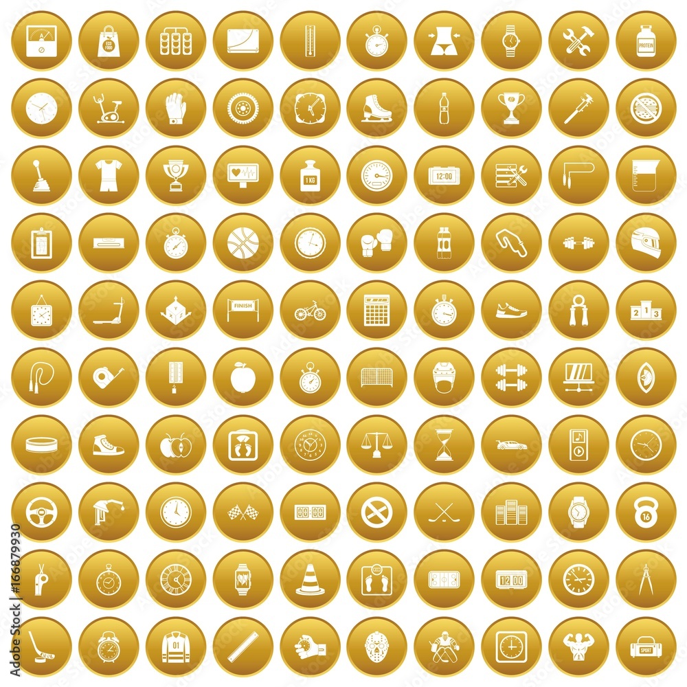 100 stopwatch icons set gold 100 stopwatch icons set gold