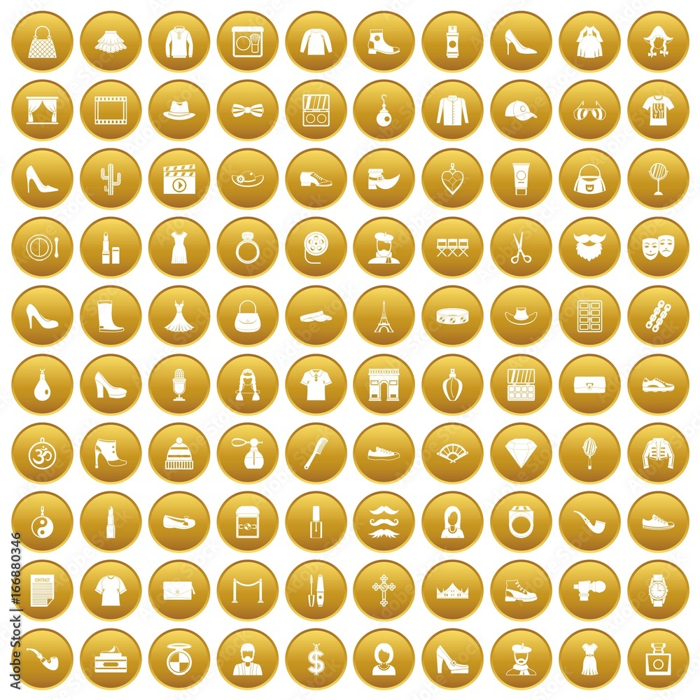 100 stylist icons set gold