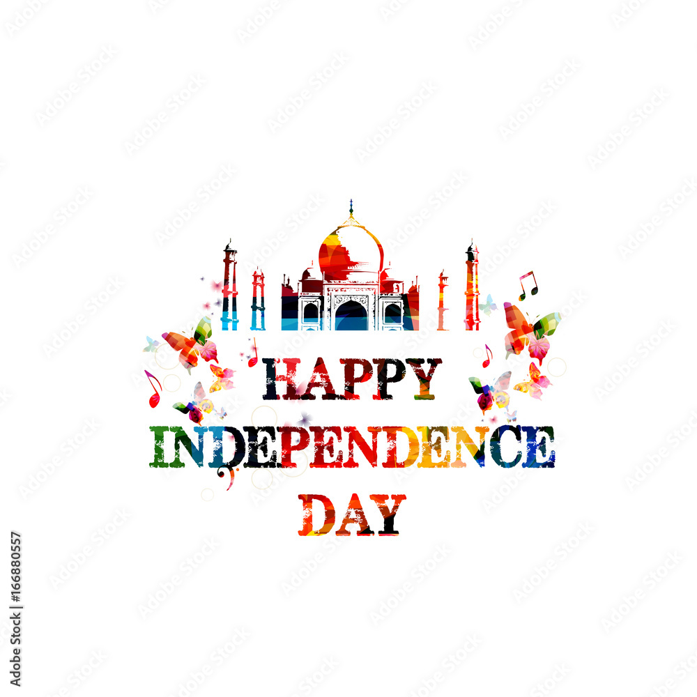 Happy Indian Independence Day colorful vector illustration with Taj ...