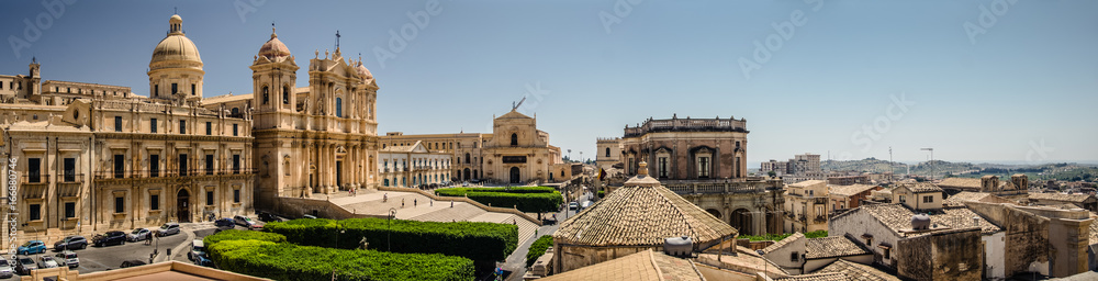 Panoramic of the 17th century Baroque town of Noto on the east coast of Sicily.