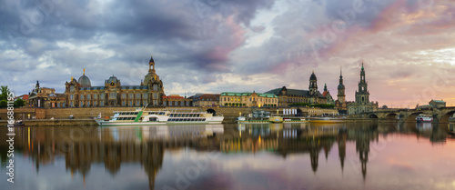 Panorama of Dresden Old Town over the Elbe River.