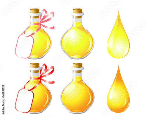 bottle with oil and with a label