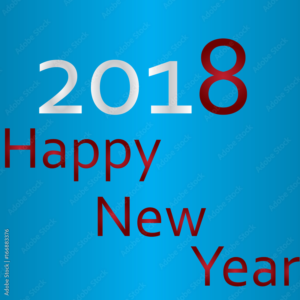 Fototapeta premium Happy New Year 2018 text design. Vector illustration of a greeting with white numbers and snowflakes.