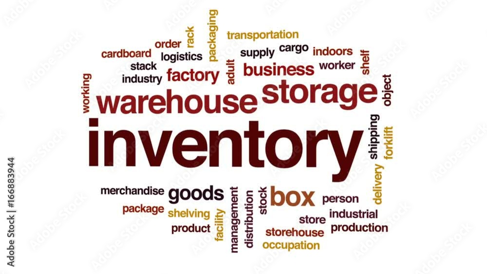 Inventory animated word cloud, text design animation. Inventory animated word cloud, text design animation.