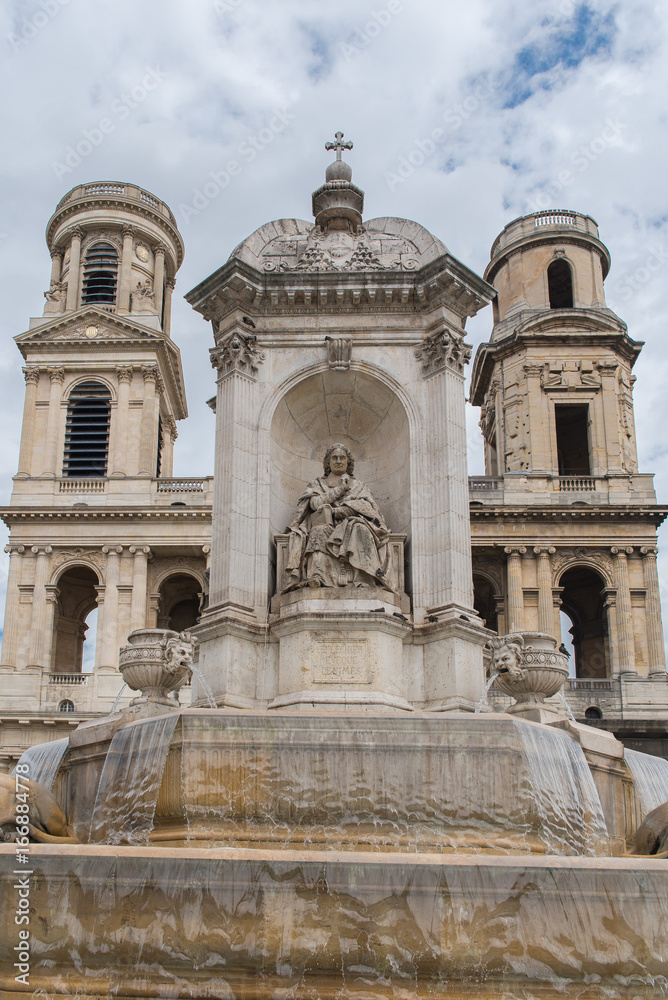 Paris, place Saint-Sulpice, the fountain with the church in background