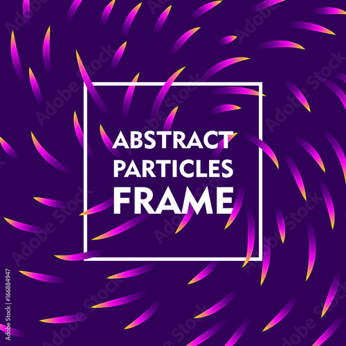 Abstract particles frame gradient. Square frame on a violet background with a bright swirling gradient for illustrators and designers. Abstract square frame gradient vector illustration