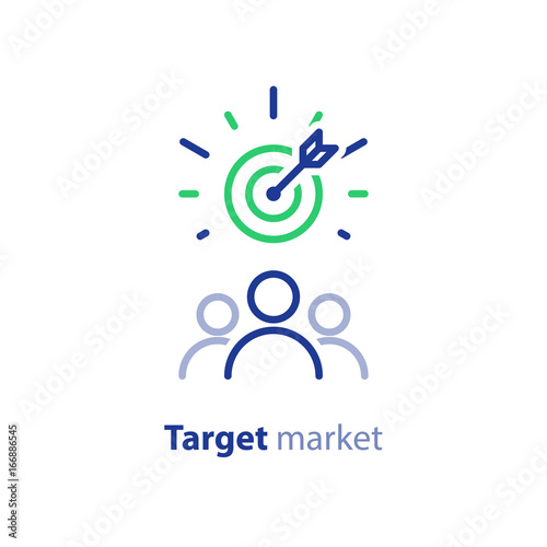 Target audience, marketing research, public relations concept, line icon