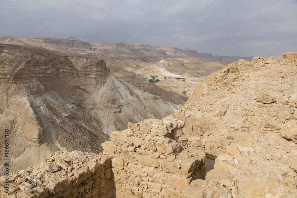View from Masada in Israel to the dead sea (Israel)