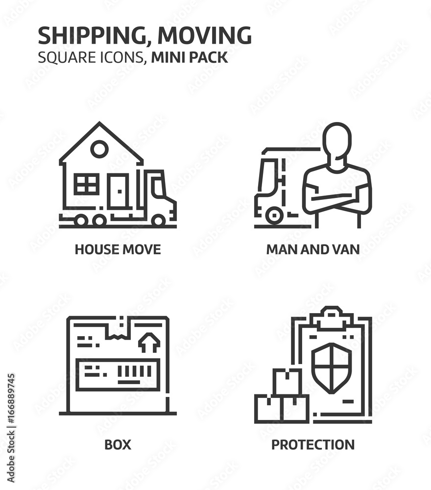 Movine, shipping, square mini icon set. Movine, shipping, square mini icon set.