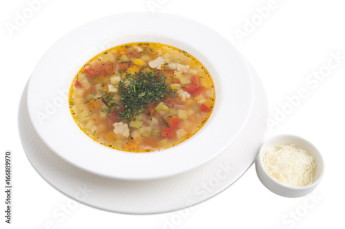 Minestrone with vegetables.
