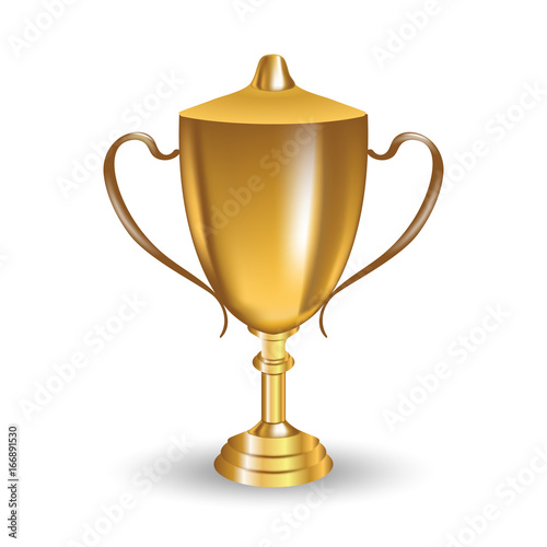 Illustration of gold shiny cup on white background