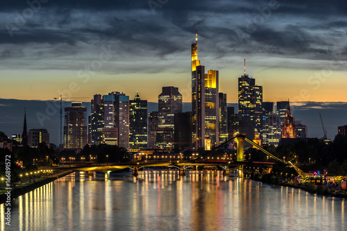 Looking down the Main river to the CBD in Frankfurt Am Main