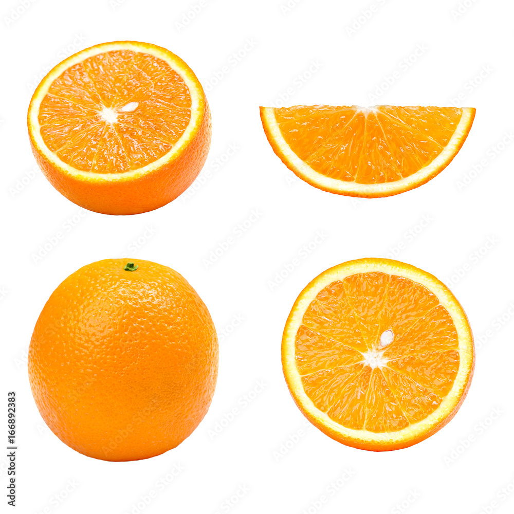 orange, orange slices on white background orange, orange slices on white background