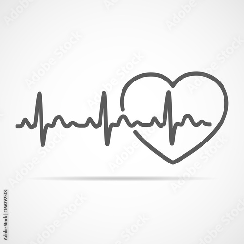 Heart with heartbeat sign. Vector illustration.