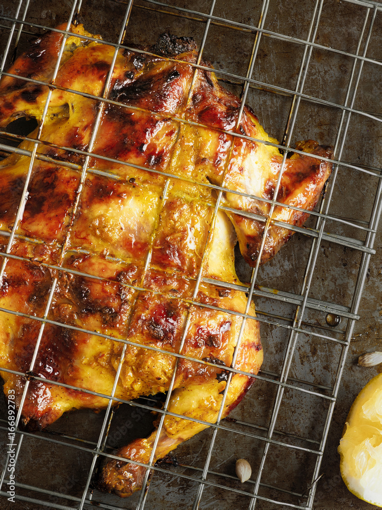 rustic barbecued whole chicken