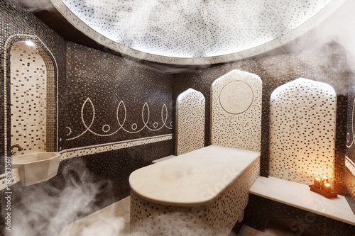 Interior of Turkish sauna, classic Turkish hammam photo