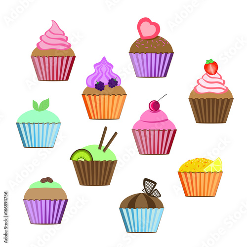 cupcakes set vector illustration