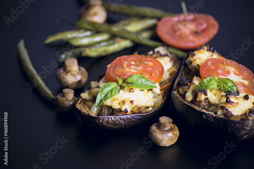 Eggplants stuffed with meat and vegetables