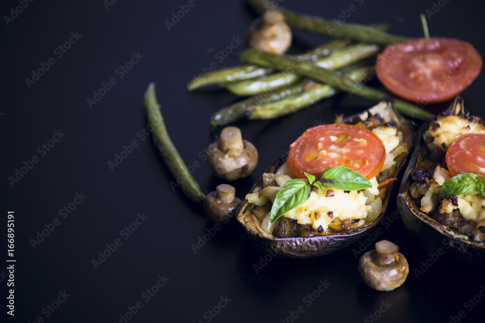 Eggplants stuffed with meat and vegetables Eggplants stuffed with meat and vegetables