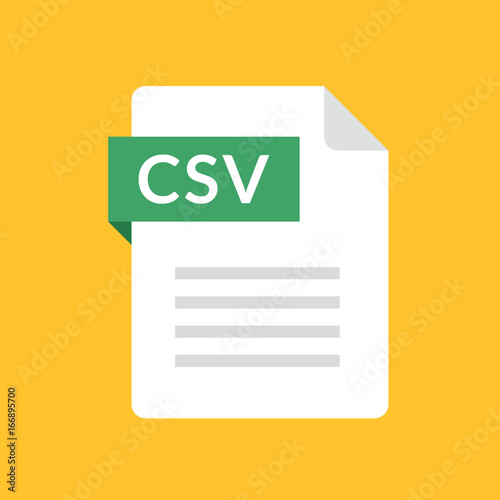CSV file icon. Comma-separated values document type. Flat design graphic illustration. Vector CSV icon