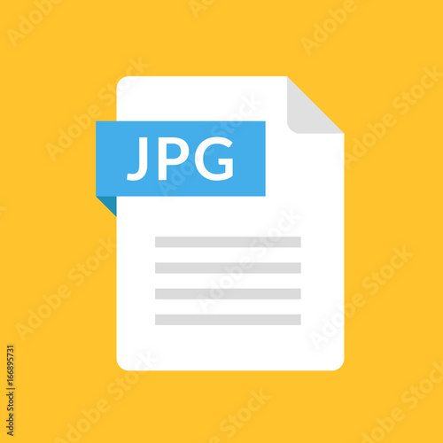 JPG file icon. JPEG document type. Flat design graphic illustration. Vector JPG icon photo