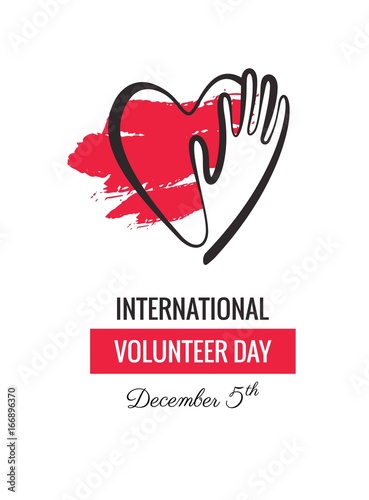 5 December. International volunteer day background. Hands and hearts design. Vector illustration