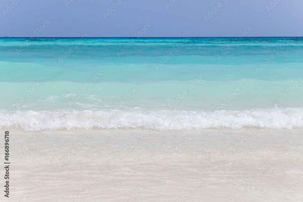 Beautiful seascape of white sandy beach in Tachai island, Thailand.