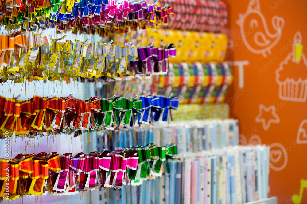 Fototapeta premium decorative ribbons and papers store