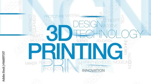 3D printing animated word cloud, text design animation. Kinetic typography.