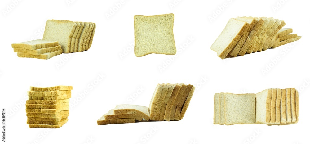 Set of slice bread on white background, isolated Set of slice bread on white background, isolated