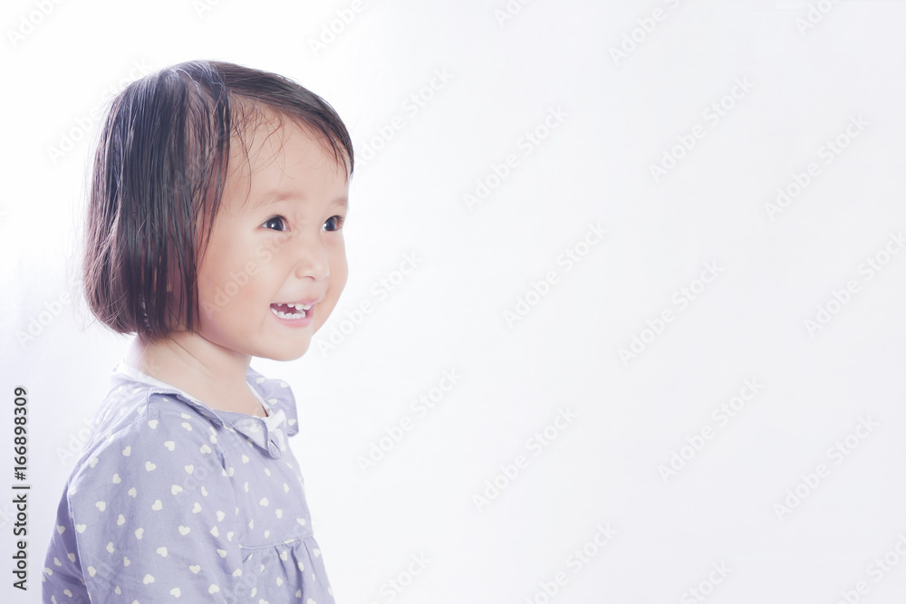 Portrait of 2 year old little girl , Smiling face on bright white background. Portrait of 2 year old little girl , Smiling face on bright white background.